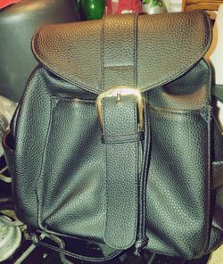 Black Leather Backpack 