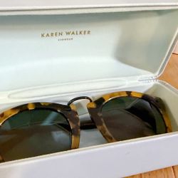 Karen Walker Tortoise Round Sunglasses w/ Case – Excellent Condition 