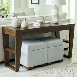 Elena Sofa Table & Two Ottomans