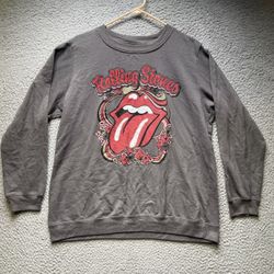 The Rolling Stones Sweatshirt Womens XL Gray Pullover Sweater Long Sleeve