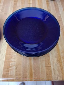 Blue glass dinnerware