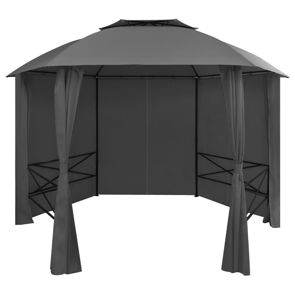 Garden Marquee Pavilion Tent with Curtains Hexagonal 11.8'x8.7'