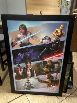 Star Wars Framed Character Collage Art Wall.
