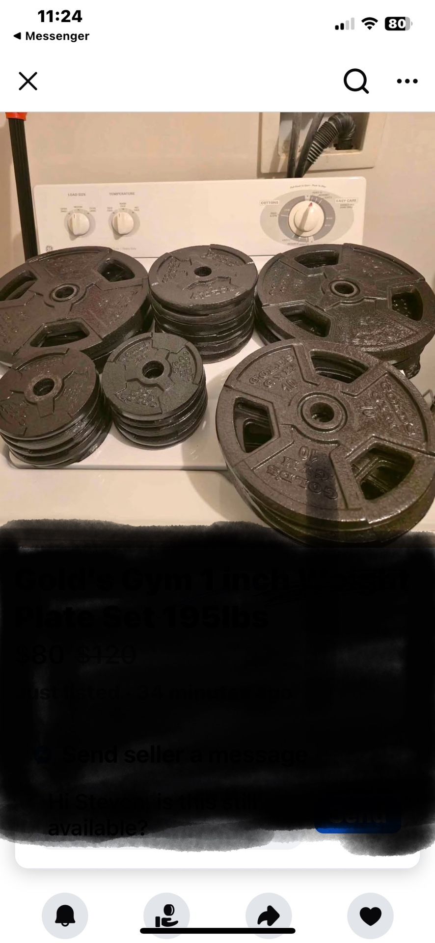 Like New 300 Lbs Standard 1 Inch Weights Plates