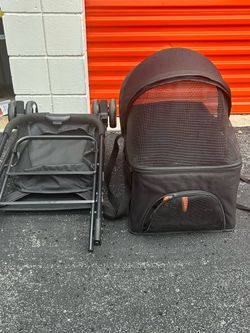 Pet Stroller with Removable Carrier & Mesh Canopy – Black