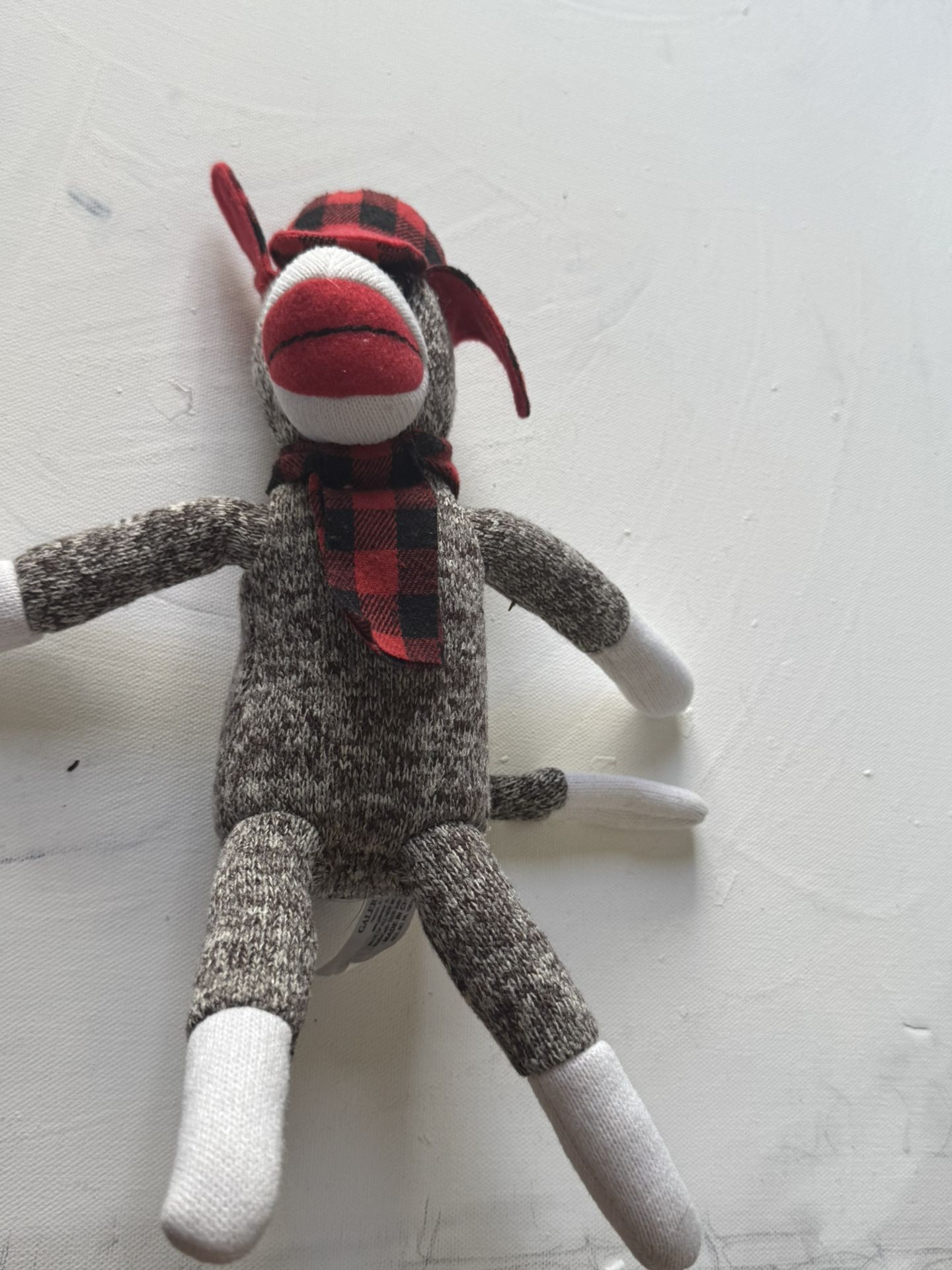 Galerie Jack Monkey Plush Holiday Stuffed Animal Toy Christmas Plaid Hat ScarfH2