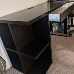 Desk And Chair. Small Space Saver Desk With Chair. Dark Brown. Perfect For  a Room.  Has A Drawer and a hole for Wire Access.