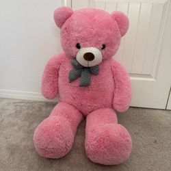 Plush Pink Giant Teddy Bear with Bow - Kids Toy