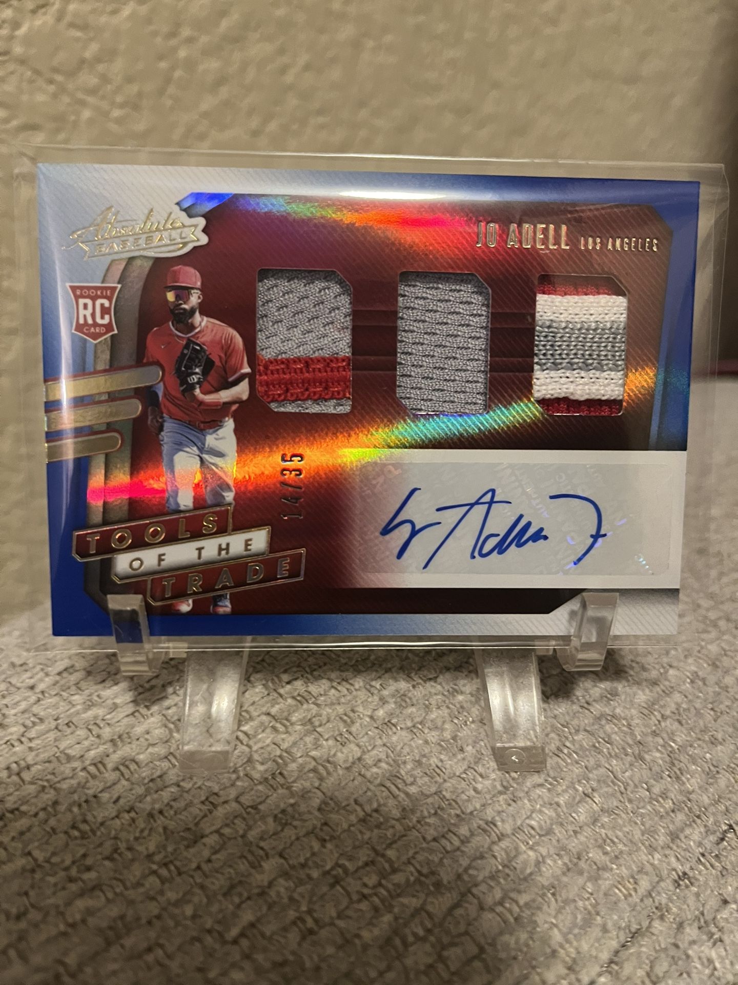 2021 Panini Absolute Tools of the Trade 3 Swatch Signatures Jo Adell #TT3S-JA #14/35