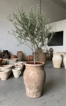 Handmade Mediterranean Clay Urn, 25 inches, Designer Piece