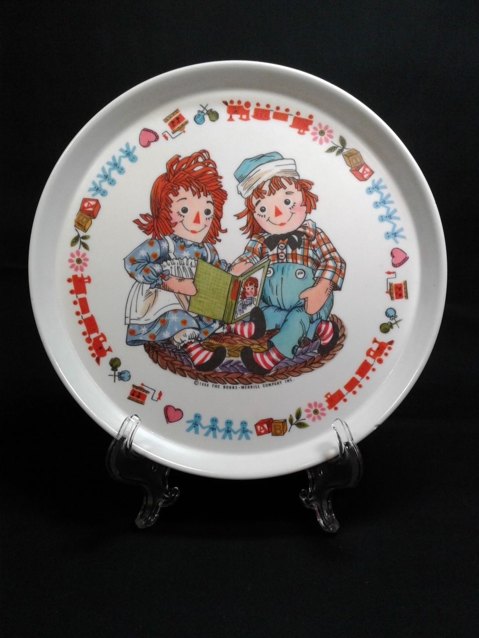 Vintage Raggedy Ann & Andy Kids Melamine Plate