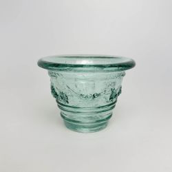 Vintage La Mediterranea Green Recycled Glass Candle Holder. Made in Spain.