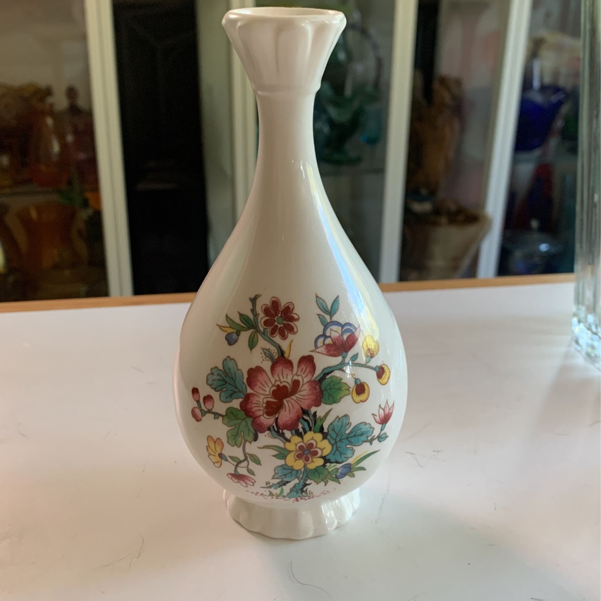 Coalport Bone China Bud Vase Ming Rose Pink Yellow Blue Flowers Made in England
