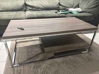 Wood Top Coffee Table with Chrome Frame