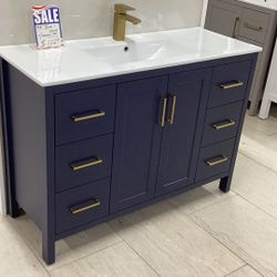 48” Bathroom Vanity Cabinet New Fully assembled Softclose Doors Drawers White Ceramic Top Sink Integrated Ready For Pick Up Today
