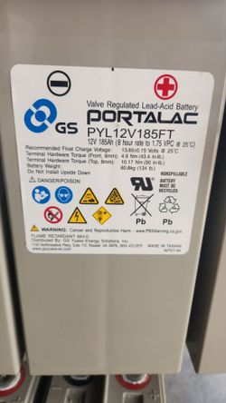 GS Portalac PYL12V185FT Valve Regulated Lead-Acid Battery