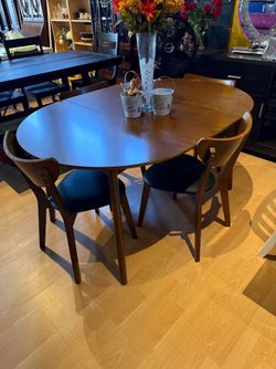 MCM Style Dark Walnut Dining Set Mid Century Modern