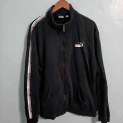 PUMA Men's Black Athletic Full Zip Track Jacket Sweatshirt Warmup Coat.