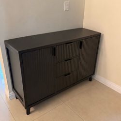Dark Brown Sideboard with Drawers and Cabinets