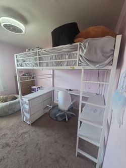 Girls bunk full size bed with desk like brand new