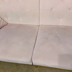 Small Pink Couch with 2 Pillows 