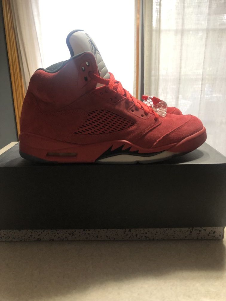 Retro Jordan 5 Red Suede Mens Size 11