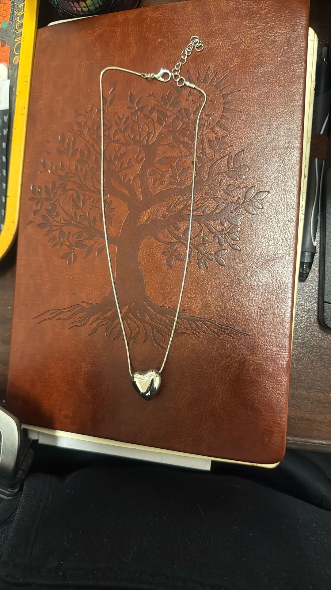 16” Adjustable To 17” Sterling Silver Floating Heart On Sterling Silver Snake Chain