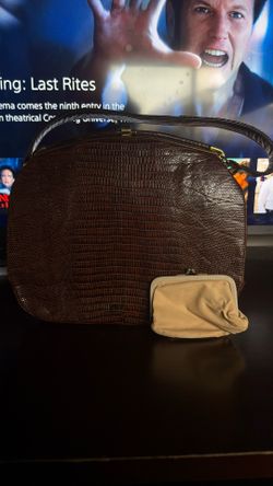 Brown Vintage Reptile Leather Bellstone Bag