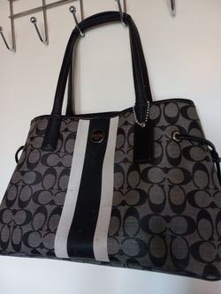 COACH BAG GRAY BLACK SIGNATURE,  MEDIUM 