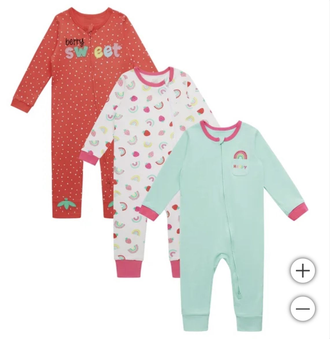 NWT 100% cotton baby girls full zip coverall 3pack size 24M