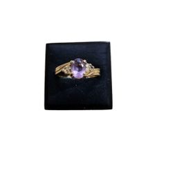 Size 9 Vintage Gold Toned Authentic Amethyst CZ Cocktail Ring Missing 1 Stone