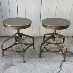 Restoration Hardware Industrial Adjustable Stools (Pair)