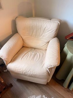 Cream Leather Recliner Armchair