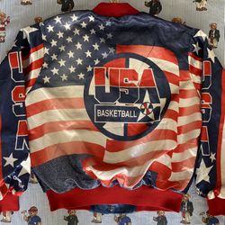 RARE VINTAGE 90’S USA DREAM TEAM CHALK LINE FANIMATION JACKET SIZE LARGE