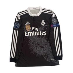 Real Madrid UCL 2014 Ronaldo #7 Yohji Yamamoto Black Dragon Jersey All Sizes Small Medium Large XL 2XL
