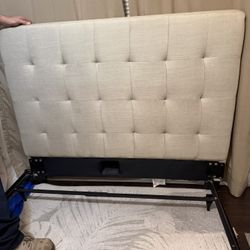 Full size upholstered headboard, full-size mattress and box spring.  