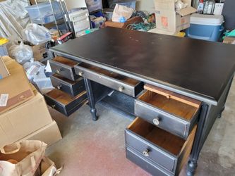 Sturdy Solid Wood Desk With Deep Drawers