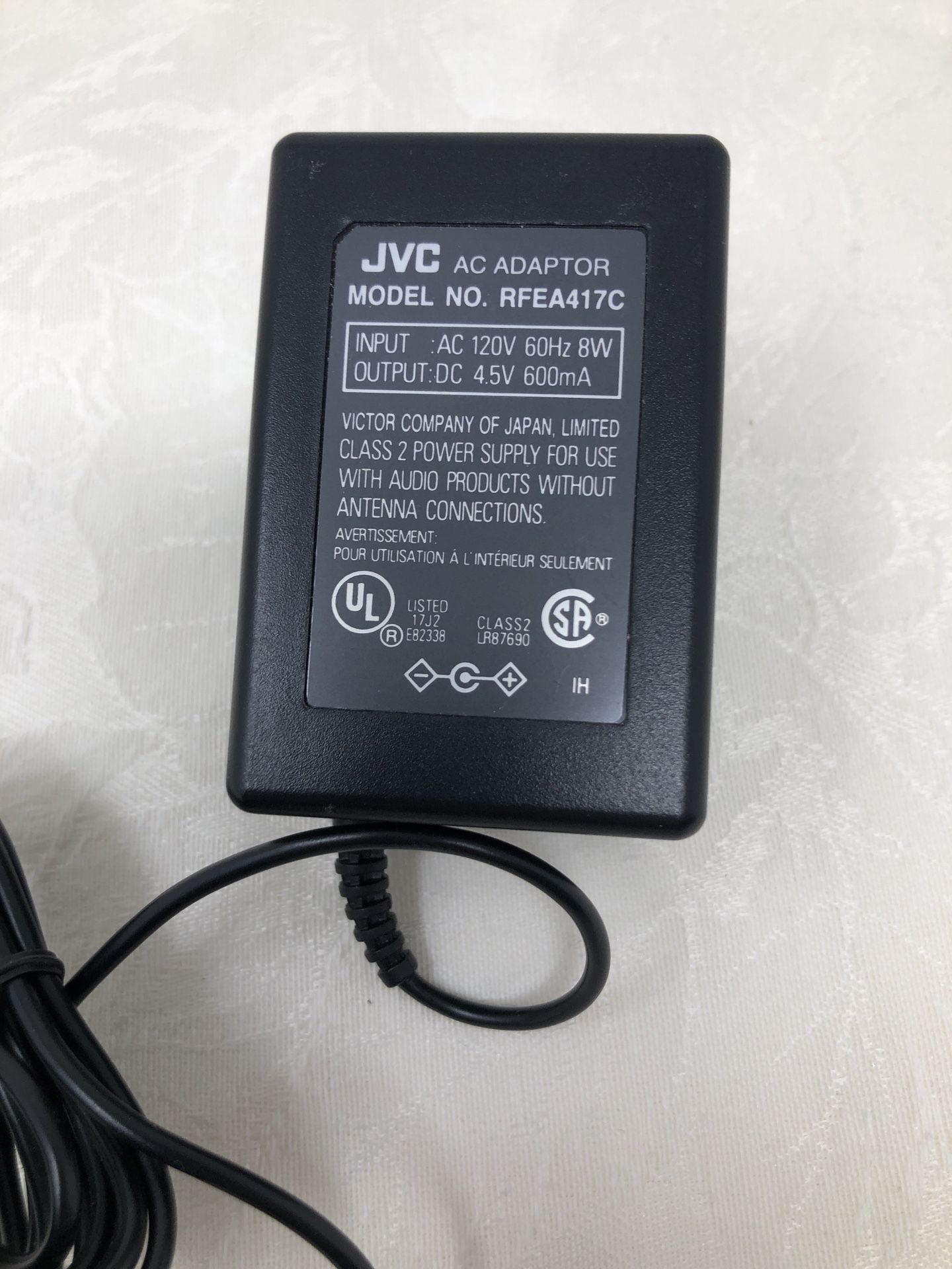 JVC AC Adapter — Model No. RFEA417C
