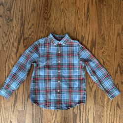 Size 6 Boys Vineyard Vines Blue and Red Plaid Whale Button Down Shirt