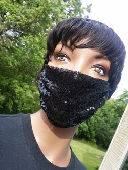 Black Sequin Face Mask Special Event