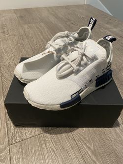 Adidas NMD_R1 J Wordmark Heel Stripe Shoes/ Crystal White Navy/ Size US5/ S42838