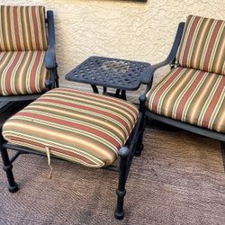 $350  BEAUTIFUL PATIO SET 2 BIG CHAIRS AND FOOTSTOOL AND Table Cushions Are Free If You Want Them WITH The Purchase 