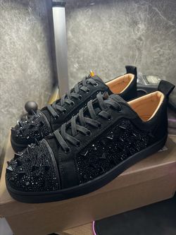 Christian Louboutin SIZE 10Black Spiked Crystal Low-Top Sneakers