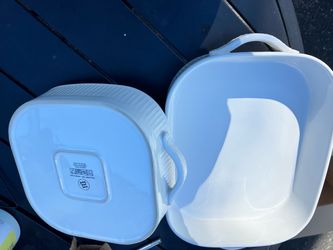Set of 2 Over and Back White Ceramic Baking Dish with Handles
