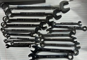 (18) Wrench Set Box & Open SAE MM Standard Metric Craftsman Good Condition $30