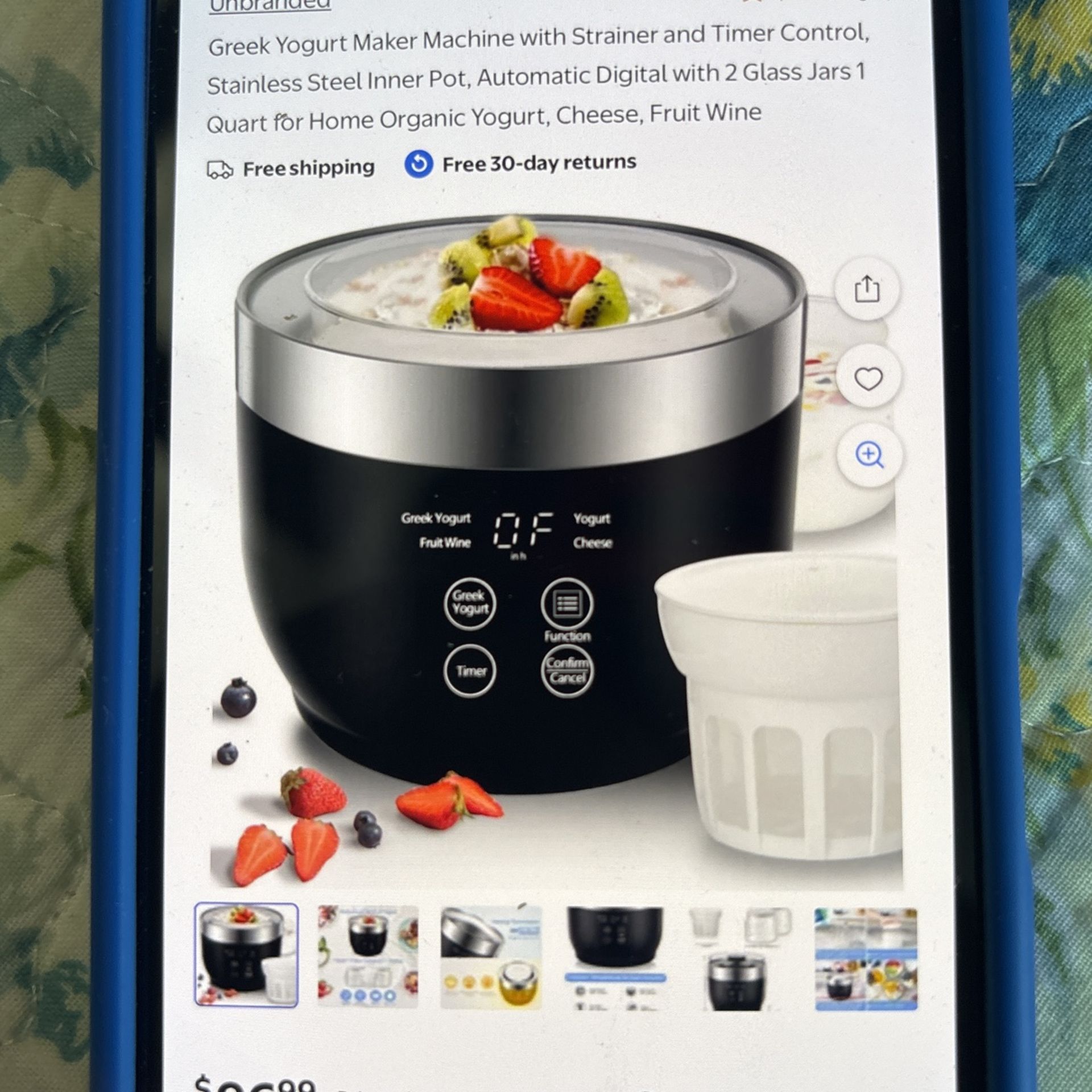 Greek Yogurt Maker Machine With Strainer And Timer Control Cash Only