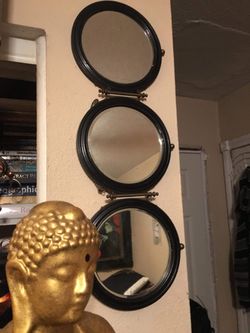 vintage trifold beveled glass mirror