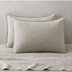 ATLINIA 100% Linen Pillowcases Set of 2, Standard Size 20" x 26" Pillow Case, Linen Pillow Sham