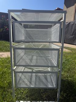 White Metal Mesh 3-Drawer Storage