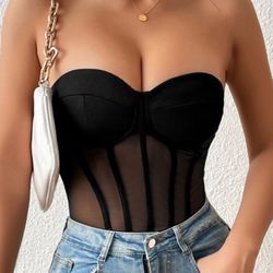 SHEIN Black mesh bodysuit size small